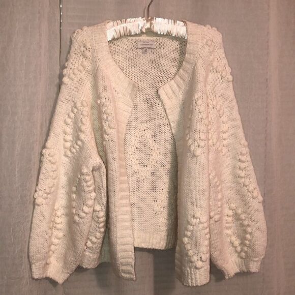 Lucky Brand L White Knit Open Front Sweater - Picture 3 of 12